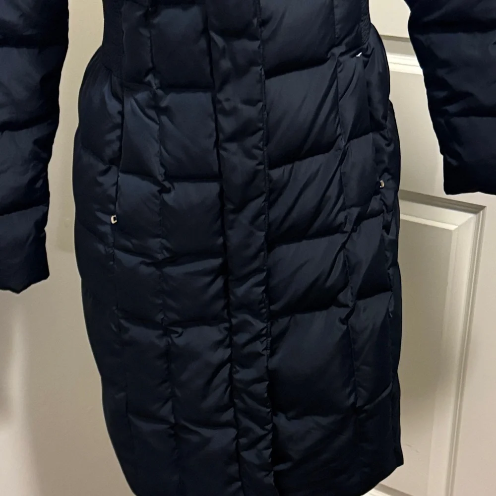 Cole Haan Dark Blue Hooded Down Puffer Jacket - Picture 6 of 15
